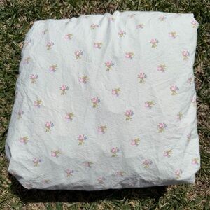 Simply Shabby Chic Blush Beauty King Size Flat Sheet Green‎ Pink Rosebuds Cotton
